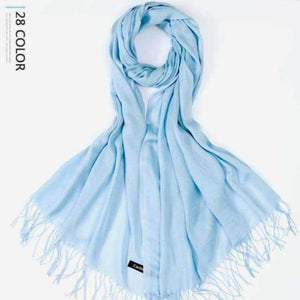 Planet Gates Lake Blue / 216cmX65cm Autumn and Winter Scarf Women Fashion Solid Cashmere scarves for Women Shawls and Wraps 35 Colours