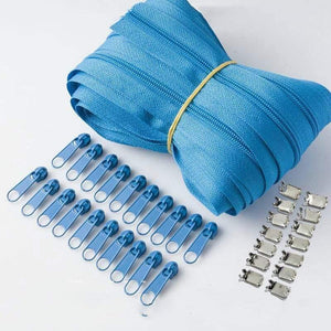 Planet Gates lake blue / 3# / 10M20PCSilder10Stopp Meetee 10/20M Nylon 3# Coil Zipper With Slider & Stopper For Quilt Bags Tent Invisible Clothing Zip Sewing Crafts Accessories
