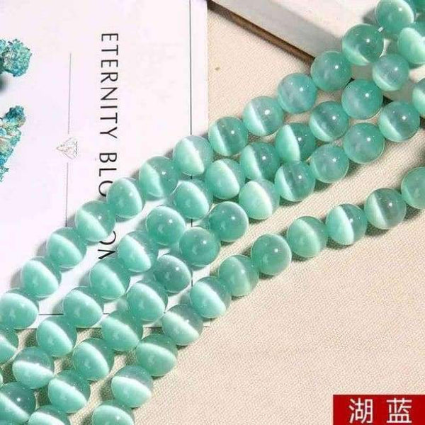 Planet Gates lake blue / 4mm 95pcs White/Pink/Purple/Green Natural Cat Eye Beads for Making Jewelry DIY Bracelets Necklace Findings Wholesale 4/6/8/10/12MM Strand