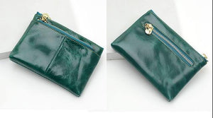 Planet Gates Lake blue Leather Wallets Coin With Zipper Solid Women Wallet Genuine Cow Leather Small Luxury Brand Female Purse Fashion