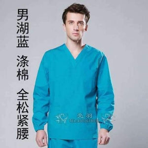 Planet Gates lake blue men / S Cheap Long Sleeve Scrubs Uniforms Sets Women and Men Unisex Medical Uniforms Wholesales Scrub Sets Hospital Scrubs Clothes