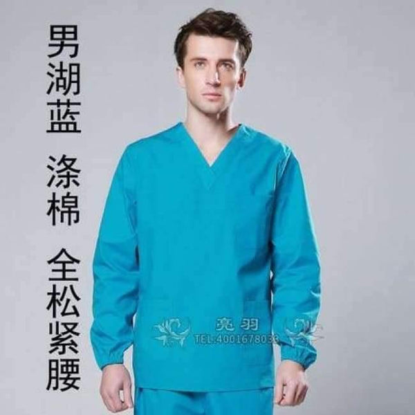 Planet Gates lake blue men / S Cheap Long Sleeve Scrubs Uniforms Sets Women and Men Unisex Medical Uniforms Wholesales Scrub Sets Hospital Scrubs Clothes