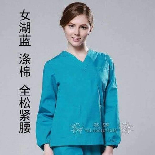 Planet Gates lake blue women / S Cheap Long Sleeve Scrubs Uniforms Sets Women and Men Unisex Medical Uniforms Wholesales Scrub Sets Hospital Scrubs Clothes