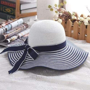 Planet Gates lan / onesize Women's big hats fragrant ladies new basin caps  black and white stripes  beach straw hats girls