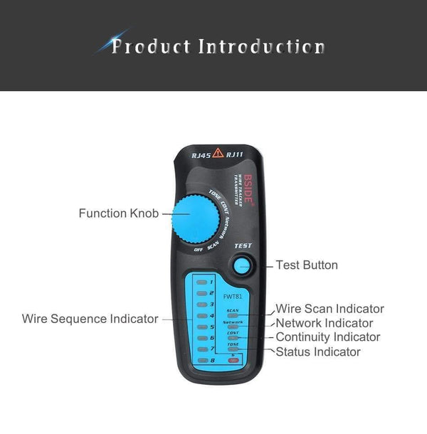 LAN Tester RJ45 Network Cable Tester Cable Tracker Analyzer Detector Line Finder Analyzer FWT81 Telephone Wire Toner Ethernet