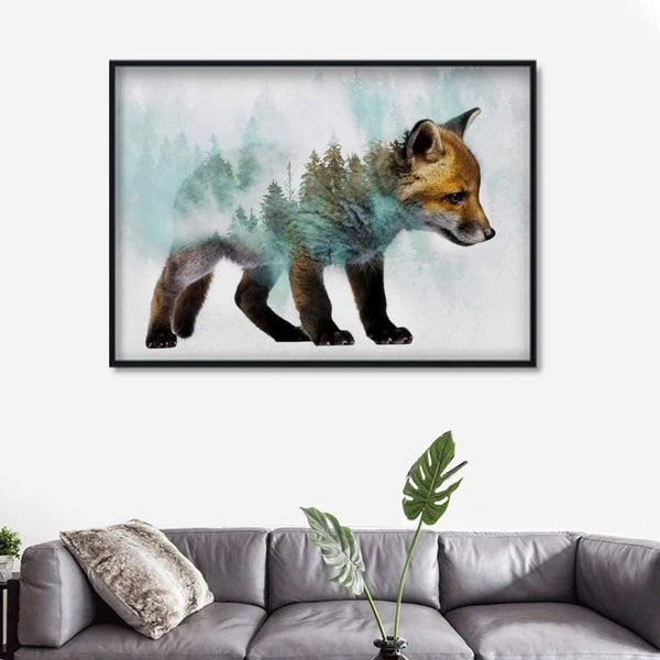 Landscape Forest Bear Fox Wolf Nordic Posters And Prints Wall Art Canvas Painting Abstract Animal Wall Pictures For Kids Room