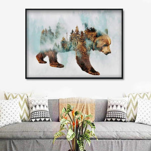 Landscape Forest Bear Fox Wolf Nordic Posters And Prints Wall Art Canvas Painting Abstract Animal Wall Pictures For Kids Room