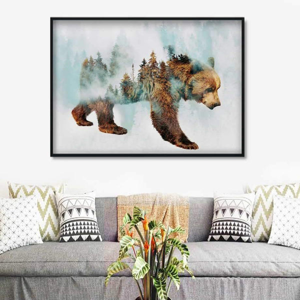 Landscape Forest Bear Fox Wolf Nordic Posters And Prints Wall Art Canvas Painting Abstract Animal Wall Pictures For Kids Room