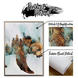 Landscape Forest Bear Fox Wolf Nordic Posters And Prints Wall Art Canvas Painting Abstract Animal Wall Pictures For Kids Room