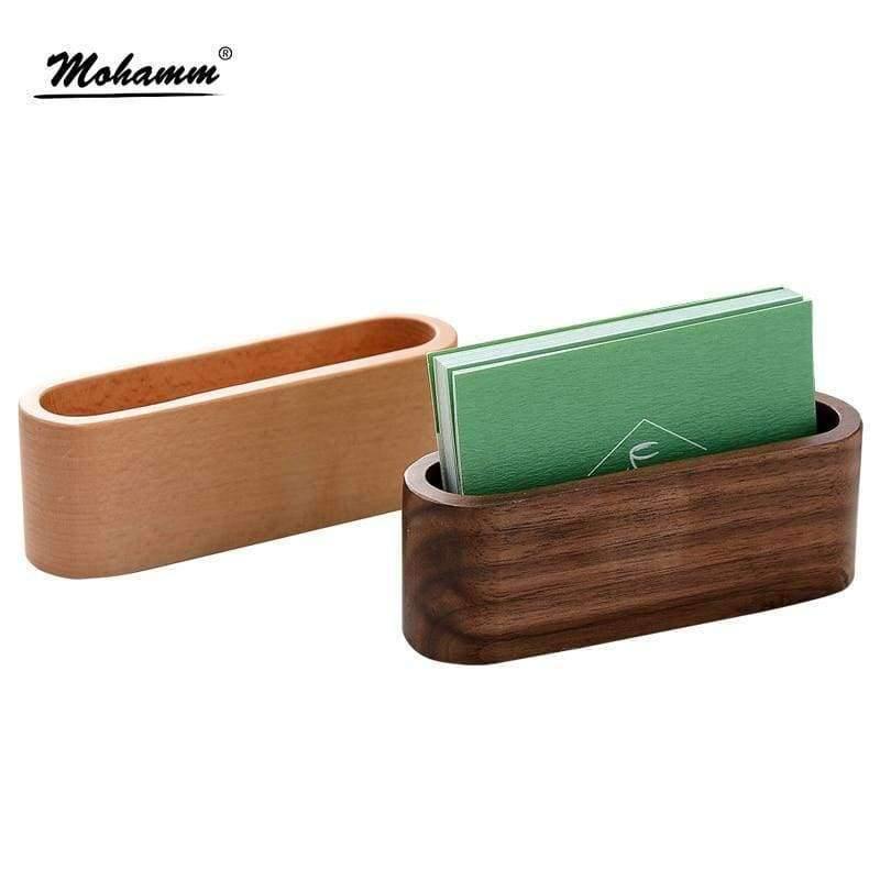 Planet Gates Large Capacity Desktop Quality Wooden Business Card Case Office Accessories School Supplies Stationery