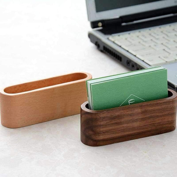 Planet Gates Large Capacity Desktop Quality Wooden Business Card Case Office Accessories School Supplies Stationery