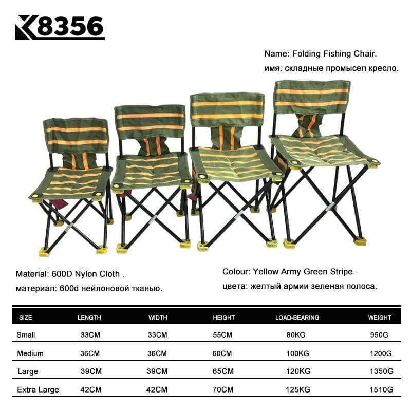 Planet Gates Large Quality Portable 600D Nylon Cloth lFloding Fishing Chair Outdoor Beach Camping Chair Green With Yellow 4 Sizes For Chosen