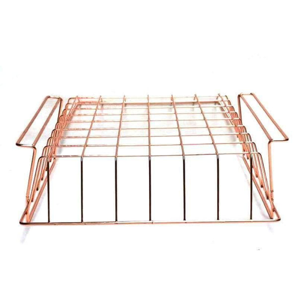 Planet Gates Large Rose Golden Office School Supplies Desk Accessories Organizer File Tray Mesh Wire Metal Document Tray Stackable File Tray
