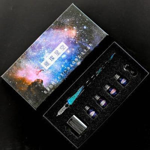 Planet Gates Large set4 Creative Starry sky Glass Pen Gold Powder ink Pen Glass Dip Pen For Writing Fountain pen set