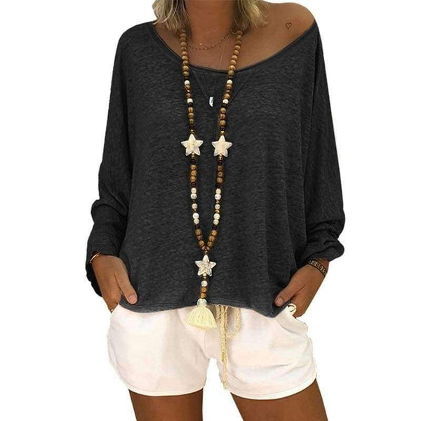 Planet Gates Large Size 5XL T Shirt Women Autumn Casual Solid Tops&Tees Fashion Batwing Long Sleeve Round Neck Loose Womens T-shirt