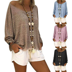 Planet Gates Large Size 5XL T Shirt Women Autumn Casual Solid Tops&Tees Fashion Batwing Long Sleeve Round Neck Loose Womens T-shirt