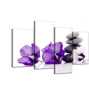 Planet Gates Large Teal Grey and White Lily Floral Canvas Wall Art Pictures for Bedroom Wall Decor Flower Prints Multi Wall Art Dining Room