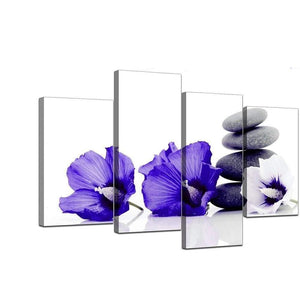 Planet Gates Large Teal Grey and White Lily Floral Canvas Wall Art Pictures for Bedroom Wall Decor Flower Prints Multi Wall Art Dining Room