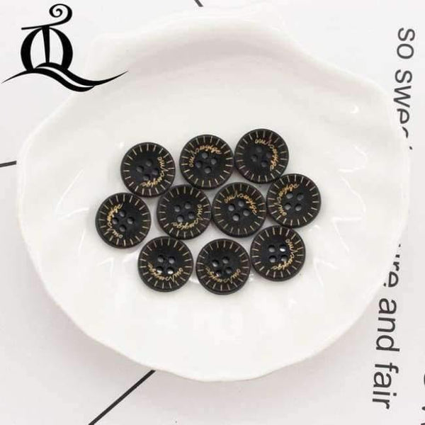 Planet Gates Laser Bright 10 color mix British style black 100pcs picture Print 4 Holes Wooden Buttons 15mm Sewing Scrapbooking Crafts,tq BUTTONS 12