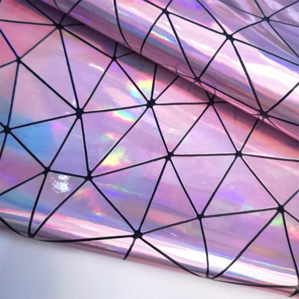 Planet Gates Laser Iridescent Geometric PU Faux Leather Fabric Synthetic Bag Bow Craft DIY Jewelry Clothing Sewing Material