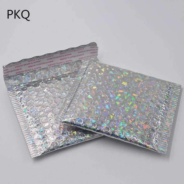 Planet Gates laser silver / 15x13cm 50PCS 15*13cm,23*30cm,laser silver Bubble Envelopes Bags Mailers Padded Shipping Envelope Bubble Mailing Bag Business Supplies