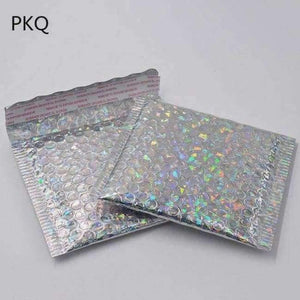 Planet Gates laser silver / 15x13cm 50PCS 15*13cm,23*30cm,laser silver Bubble Envelopes Bags Mailers Padded Shipping Envelope Bubble Mailing Bag Business Supplies