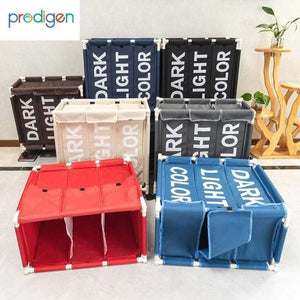 Planet Gates Laundry Basket Organizer 3 Grid Large Laundry Hamper Bin Waterproof Laundry Bags For Dirty Clothes Storage Box