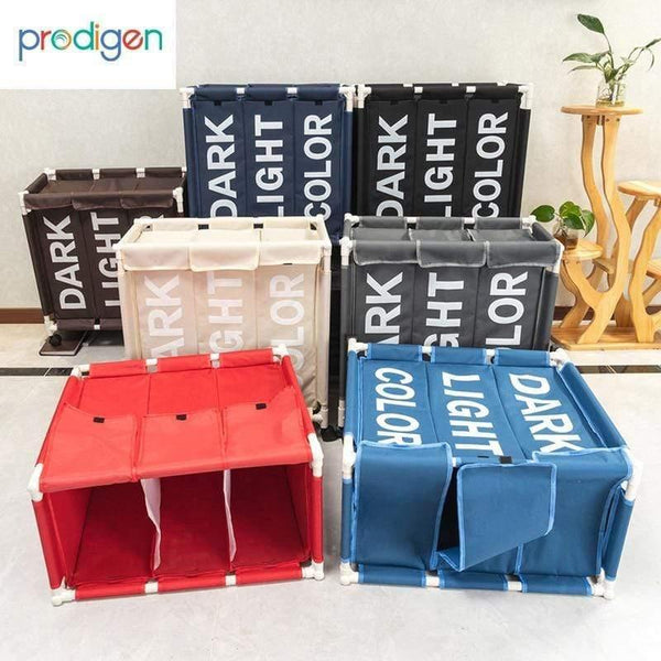 Planet Gates Laundry Basket Organizer 3 Grid Large Laundry Hamper Bin Waterproof Laundry Bags For Dirty Clothes Storage Box