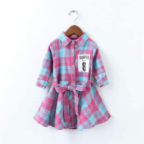 Planet Gates Lavender / 24M Girls Long Sleeve Plaid Dresses Children Cotton Dresses Toddler Clothing Baby Girl Clothing Kids Preppy Dresses Branca De Neve
