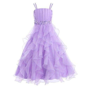Planet Gates Lavender / 4T Kids Girls Embroidered Flower Bow Formal Party Ball Gown Prom Princess Bridesmaid Wedding Children Tutu Dress Size 4-14Y