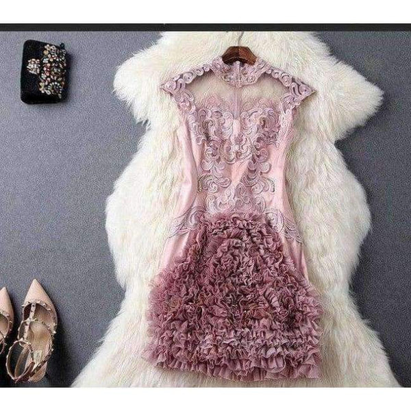 Planet Gates lavender / S Designer runway women dress red beige lavender silk event dress high quality luxury embroidery brand party dress w1996