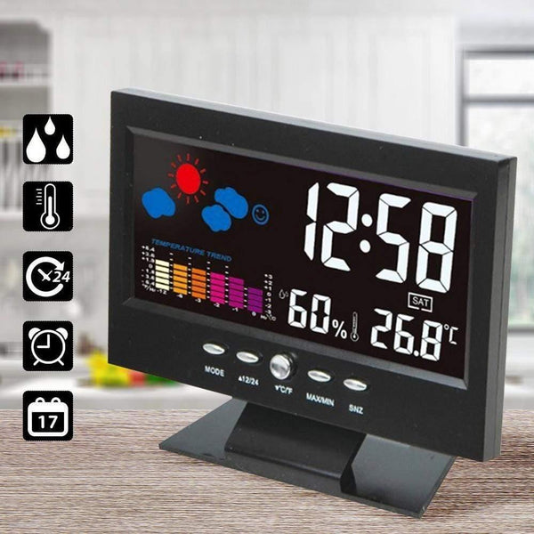 LCD Digital Thermometer Hygrometer Large Screen  Calendar Clock Weather Station Desk Clock Temperature Humidity Meter