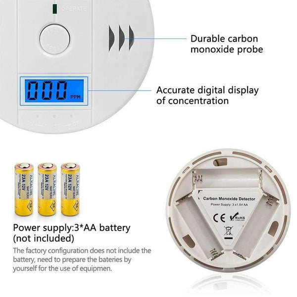 Planet Gates LCD Photoelectric Carbon Monoxide Home Security Protection 85dB Warning High Sensitive Independent CO Gas Sensor Detector Alarm