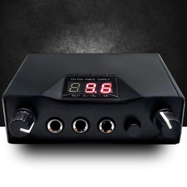 Planet Gates LCD Tattoo Power Supply Black Dual Digital plastic ABS Tattoo Machine equipment Unit for Liner & Shader Gun EU Plug