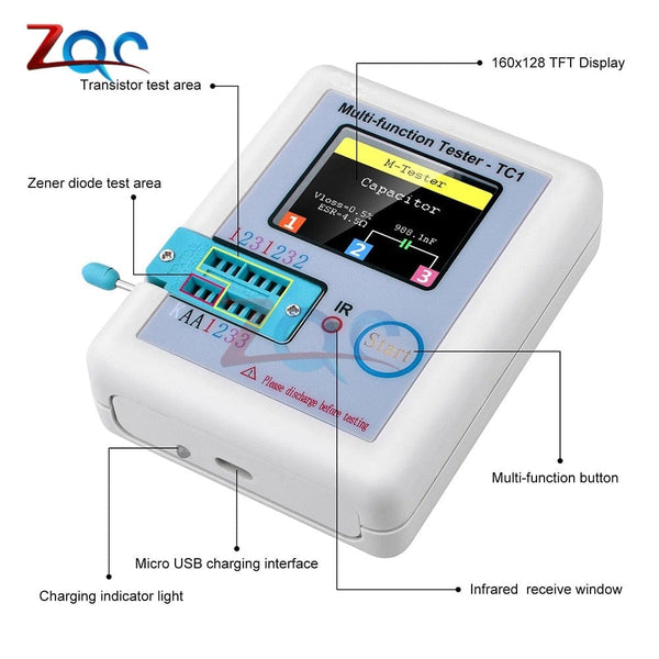 Planet Gates LCR-TC1 1.8" TFT LCD Display Multi-meter Transistor Tester Diode Triode Capacitor Resistor Test Meter ESR LCR NPN PNP MOSFET COD