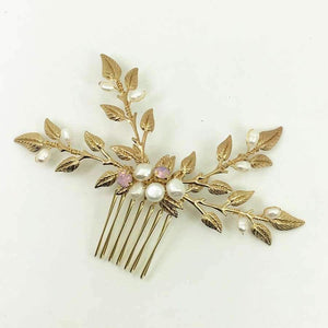 Planet Gates Leaf Freshwater Pearl Bridal Headpiece Gold Comb Hair Jewelry Wedding Hair Accessories For Bride Bijoux Cheveux WIGO1267