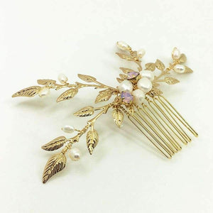 Planet Gates Leaf Freshwater Pearl Bridal Headpiece Gold Comb Hair Jewelry Wedding Hair Accessories For Bride Bijoux Cheveux WIGO1267