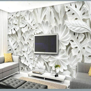 Planet Gates Leaf pattern plaster relief murals 3D wallpaper for walls living room TV backdrop bedroom wall painting 3D wallpaper decoration 1m2
