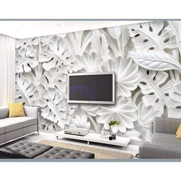 Planet Gates Leaf pattern plaster relief murals 3D wallpaper for walls living room TV backdrop bedroom wall painting 3D wallpaper decoration 1m2