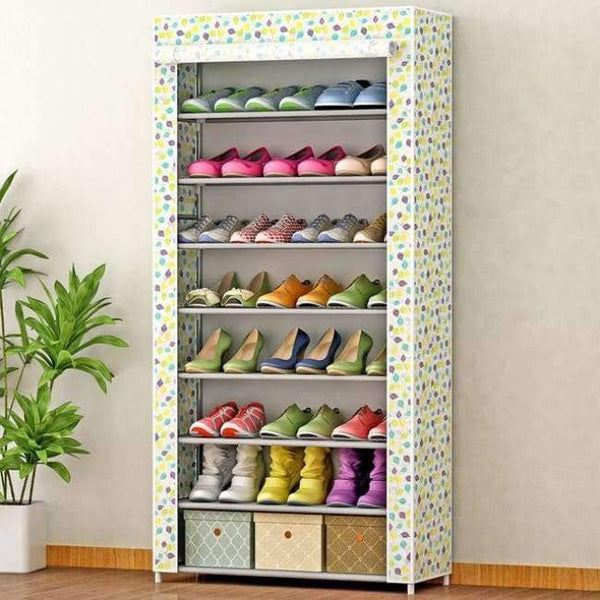 Planet Gates Leaf Simple Shoe Cabinet Assembly Non-woven Stainless Steel Large Shoe Organizer removable Shoes Storage Rack for home furniture