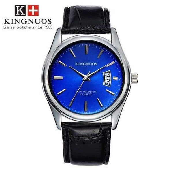 Planet Gates leather-10 Men Watch Fashion Male Date Calendar Clock Sports Watchband Waterproof Man Quartz Wrist Watches KINGNUOS