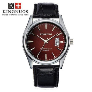 Planet Gates leather-5 Men Watch Fashion Male Date Calendar Clock Sports Watchband Waterproof Man Quartz Wrist Watches KINGNUOS