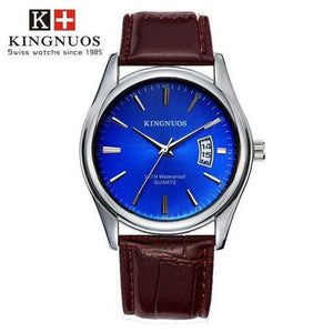 Planet Gates leather-9 Men Watch Fashion Male Date Calendar Clock Sports Watchband Waterproof Man Quartz Wrist Watches KINGNUOS