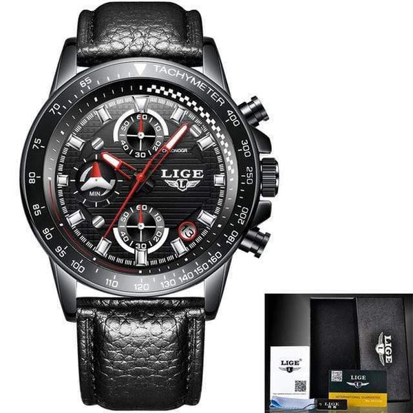 Planet Gates leather all black Men Watches Top Brand Luxury Full Steel Clock Sport Quartz Watch Men Business Waterproof Casual Watch Man Relogio Masculino