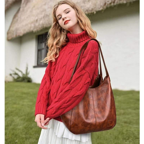 Leather Bags Women Bucket Bag Ladies Hand Bags Fashion Big Women Shoulder Bag Vintage