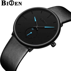 Planet Gates leather black Men's watches simple  brand men wristwatch quartz leather man watch waterproof mens clocks black brown