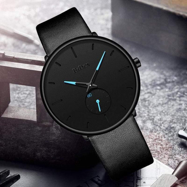 Planet Gates leather black Men's watches simple  brand men wristwatch quartz leather man watch waterproof mens clocks black brown