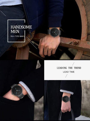 Planet Gates leather black Men's watches simple  brand men wristwatch quartz leather man watch waterproof mens clocks black brown