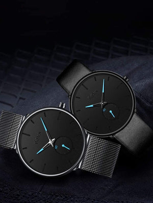 Planet Gates leather black Men's watches simple  brand men wristwatch quartz leather man watch waterproof mens clocks black brown