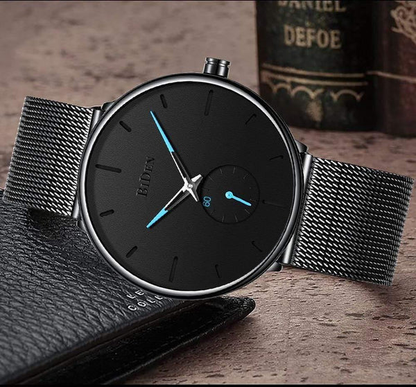 Planet Gates leather black Men's watches simple  brand men wristwatch quartz leather man watch waterproof mens clocks black brown